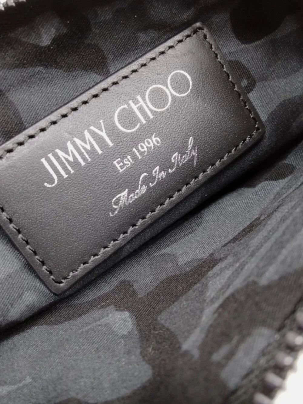 Jimmy Choo Black Leather Star Studded Clutch/Wristlet w/ Silver Accents